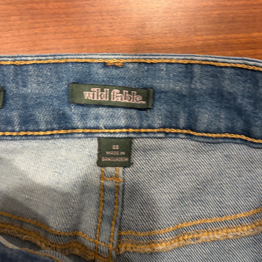 Wild Fable Highest Rise Slim Straight Patchwork Two Toned Denim Jeans Size 00 - Picture 3 of 10